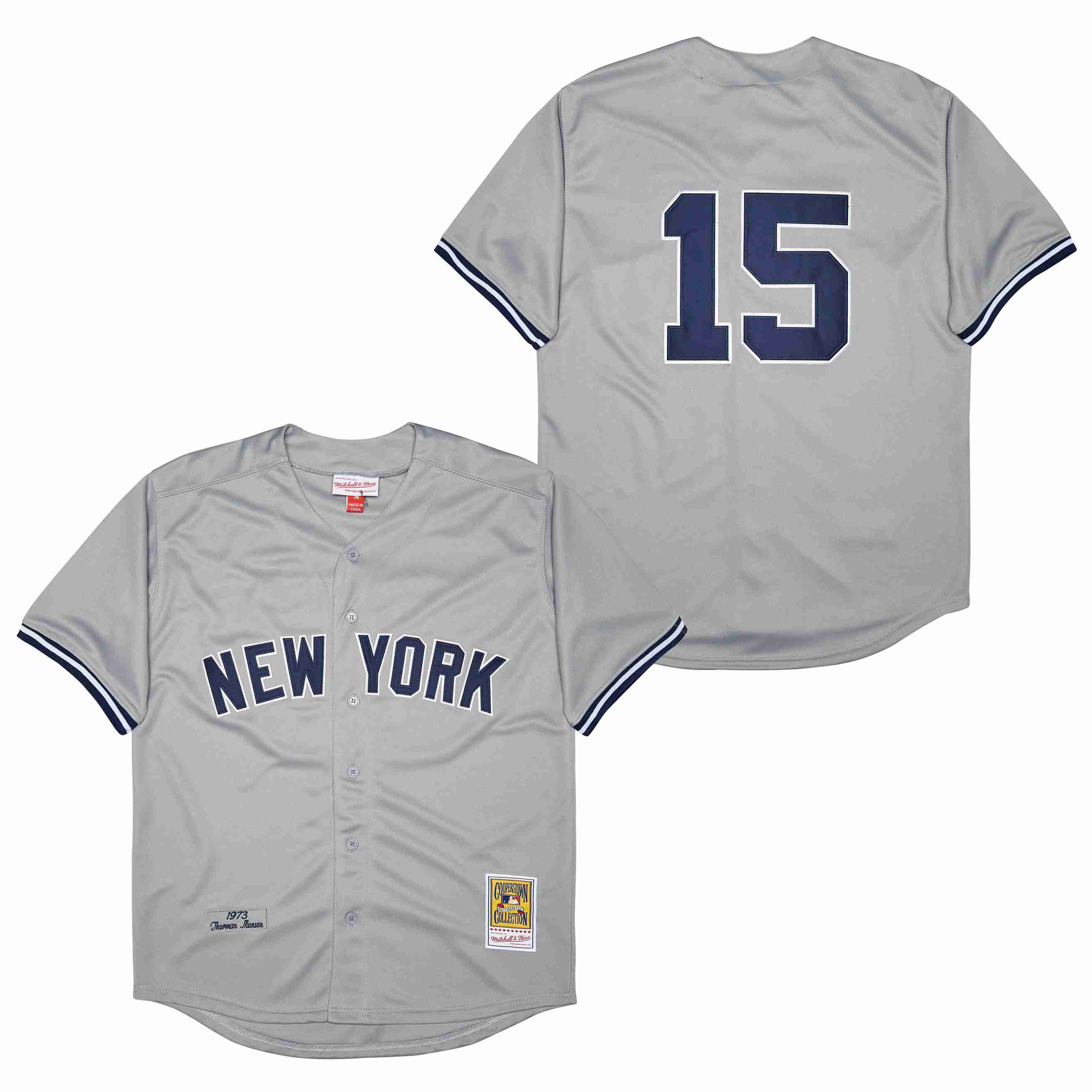 Men New York Yankees #15 No name Grey 1973 Throwback MLB Jerseys